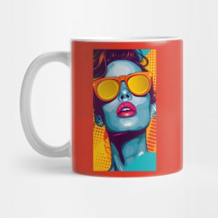 Pop Art Woman Orange Glasses Mug